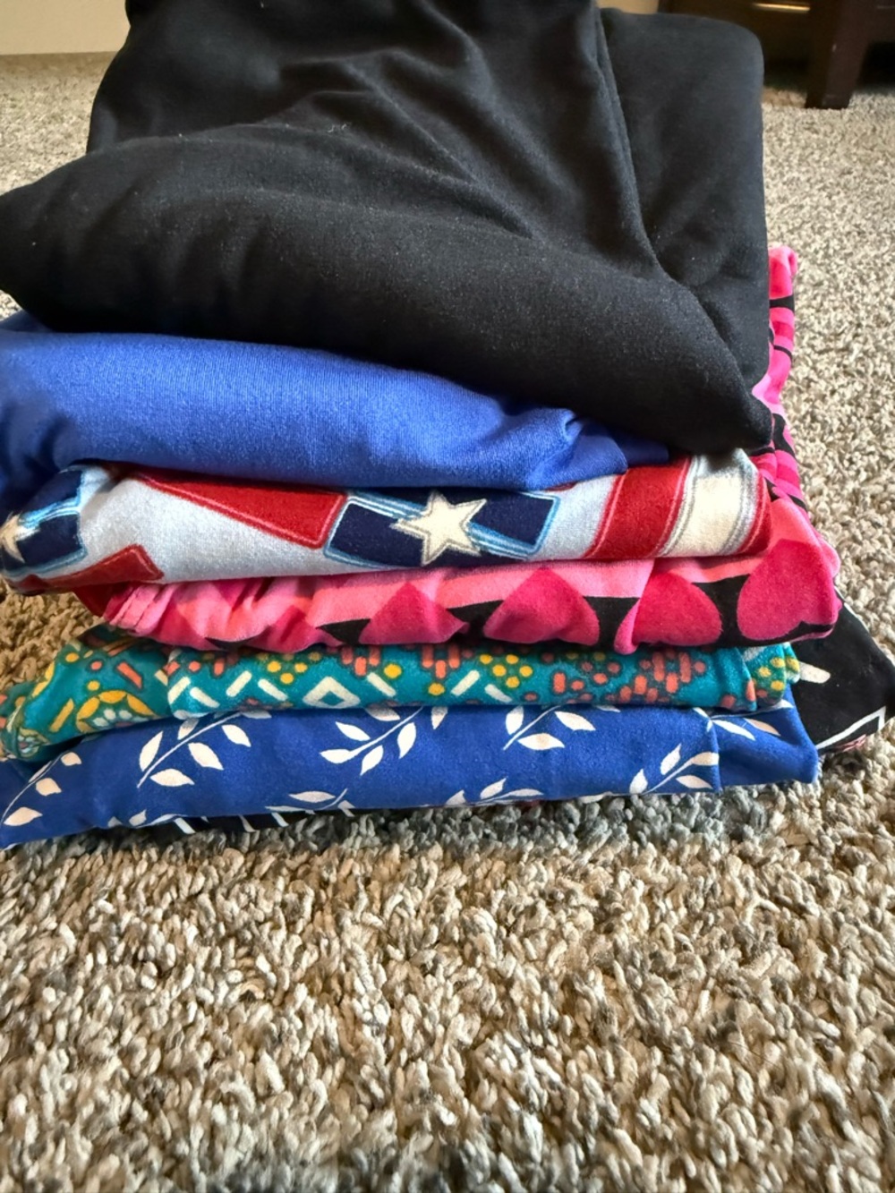 LuLaRoe Kids Black, Blue, Pink & Teal Patterned Leggings Bundle